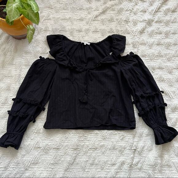 Rebecca Minkoff Pippa Black Ruffle Blouse - Picture 2 of 6